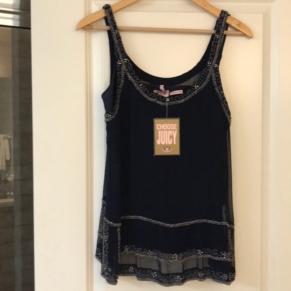 Juicy Couture Tops - Juicy navy, beaded top